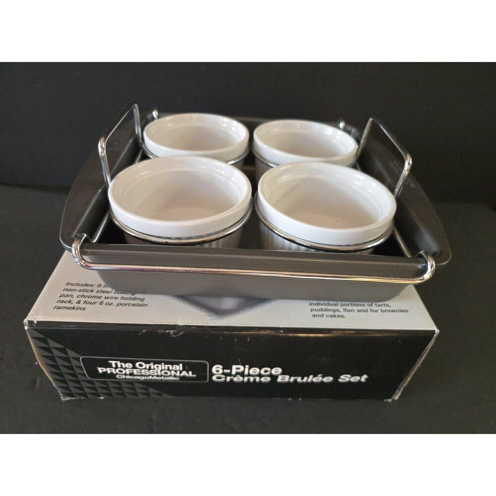 6 Pc CREME BRULEE' Set - Original Professional CHICAGO METALLIC Cookware GUC - Picture 7 of 8